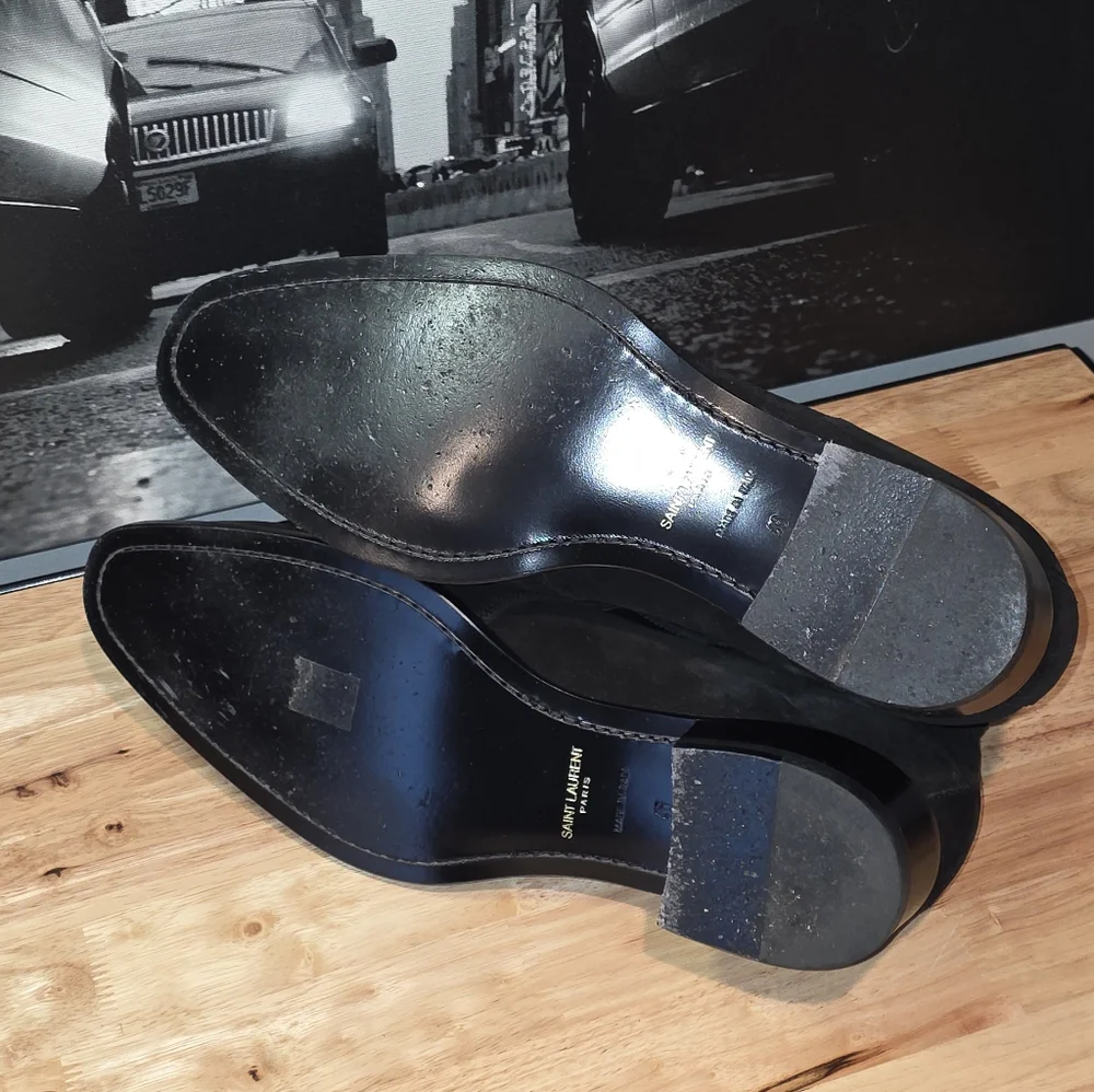 Saint Laurent Paris Wyatt Jodhpur harness boots in black suede EU 46 / US 13 - Picture 13 of 13